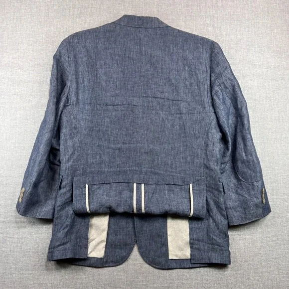 Joseph Abboud Linen Sport Coat Blazer Jacket Men Medium Blue Lightweight Coastal - Picture 7 of 14